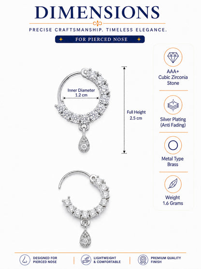 Silver Plated AD Small Nosering for Women