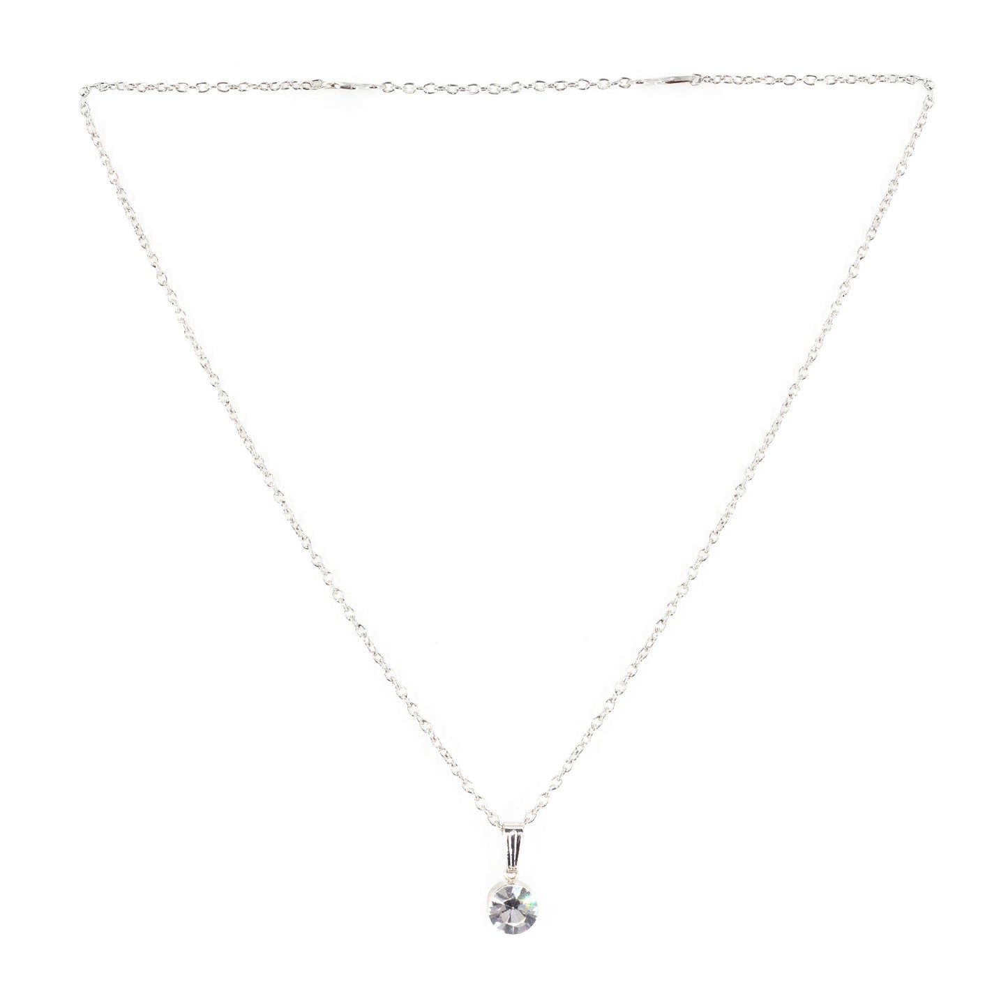 Silver Plated Rhinestone Minimal Pendant For Women
