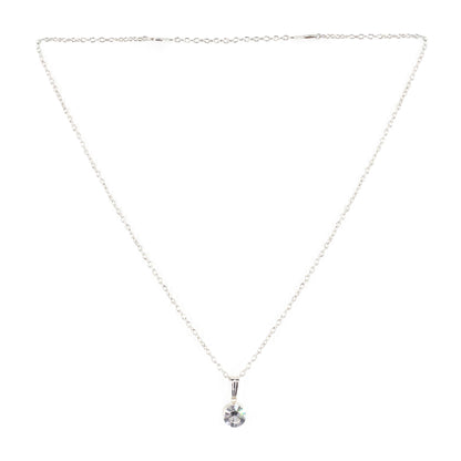 Silver Plated Rhinestone Minimal Pendant For Women