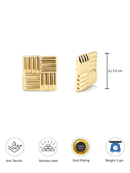 Stainless Steel Anti Tarnish Square Stud Earrings