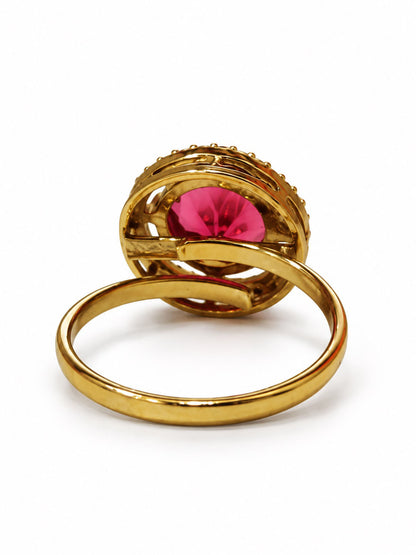 22K Gold Plated Red AD Finger Ring for Women