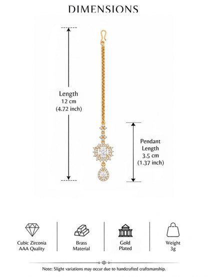 Gold Plated AD Maang Tikka for Women