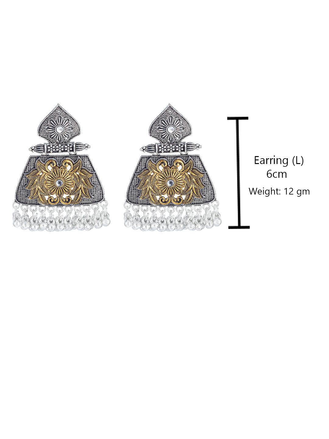 Dual-Tone  Floral Antique Statement Drop Earrings