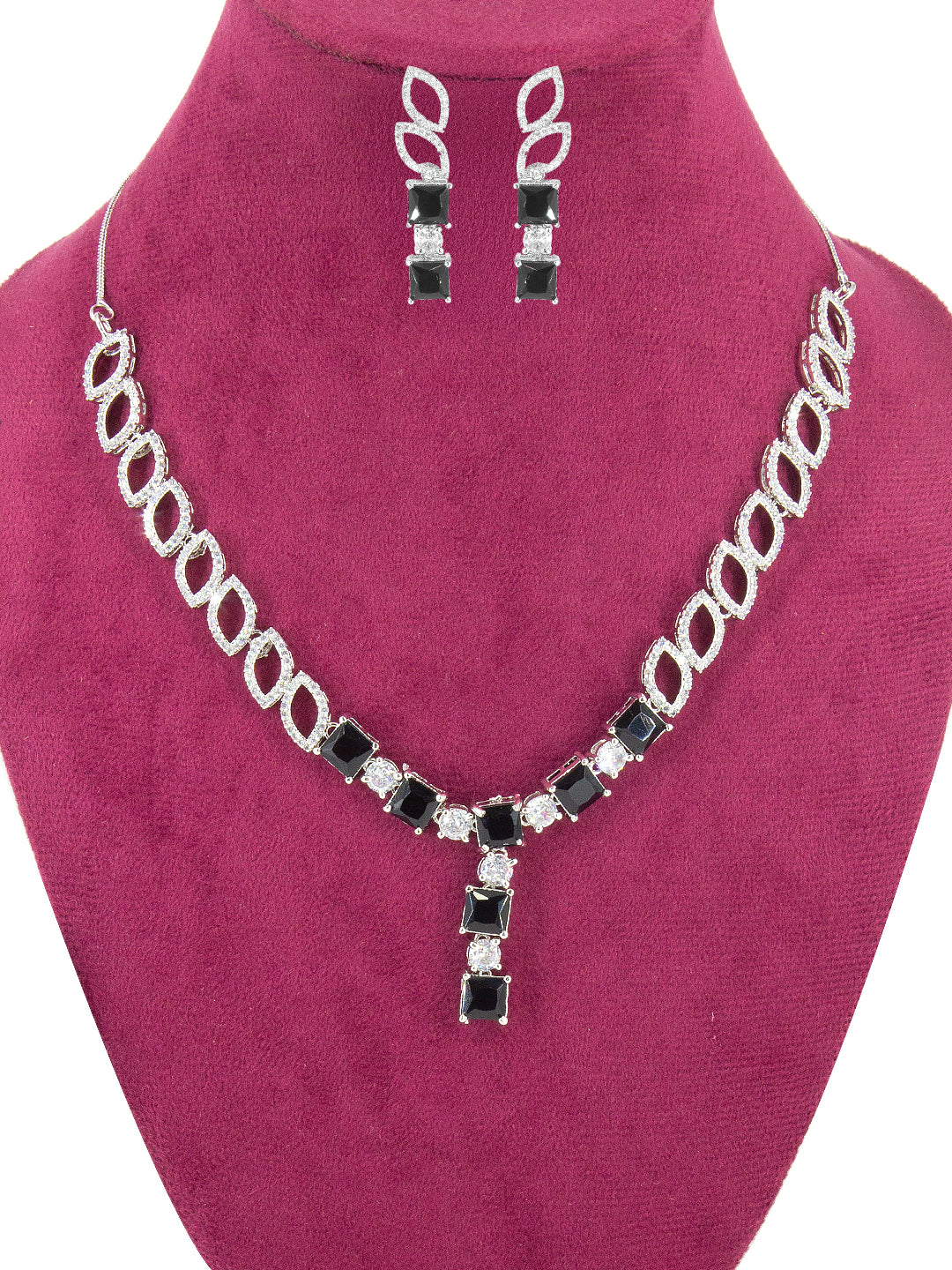 Silver Plated Black Minimal Jewellery Set for Women