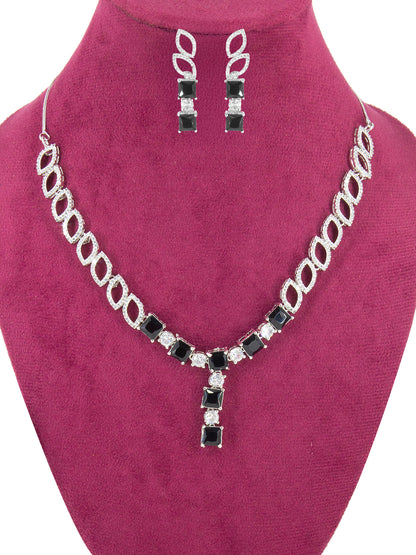 Silver Plated Black Minimal Jewellery Set for Women