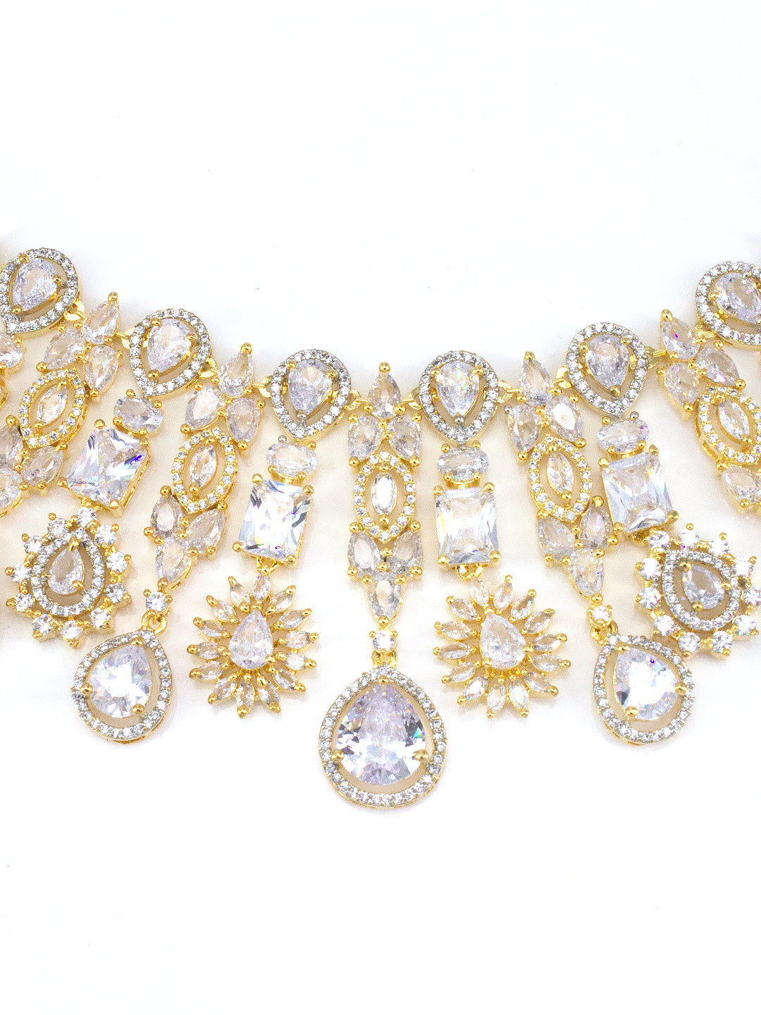 Gold Plated AD Semi-Bridal Jewellery Set For Women