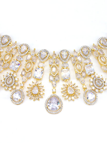 Gold Plated AD Semi-Bridal Jewellery Set For Women