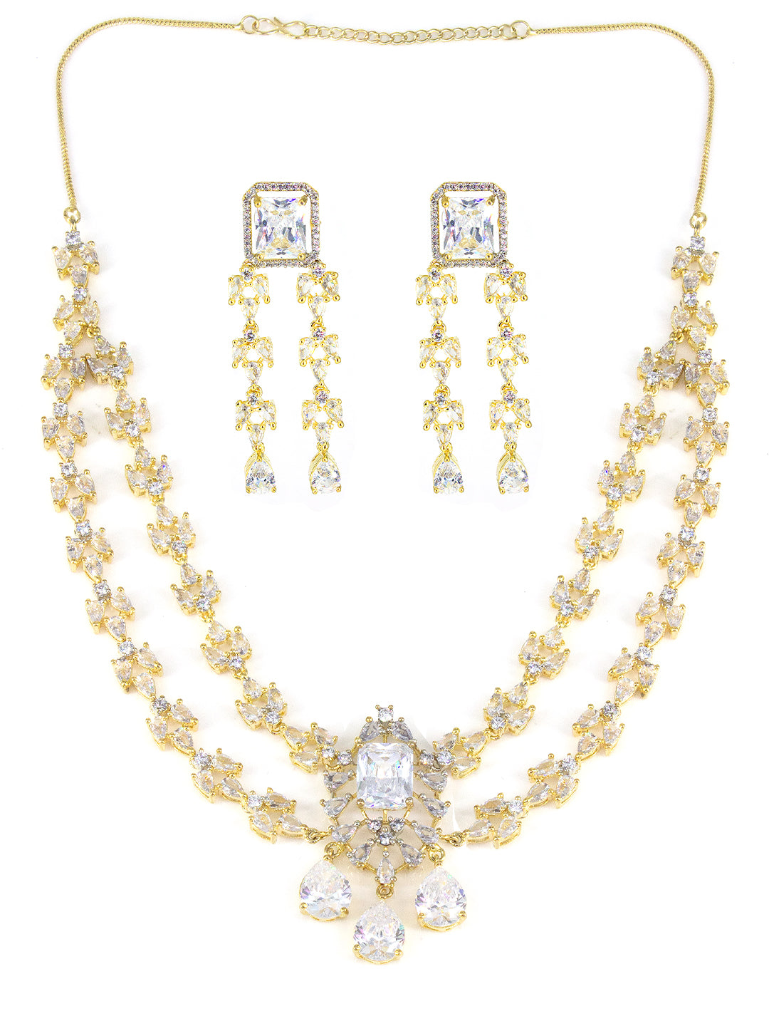 Gold Plated 2 Layer Designer AD Jewellery Set