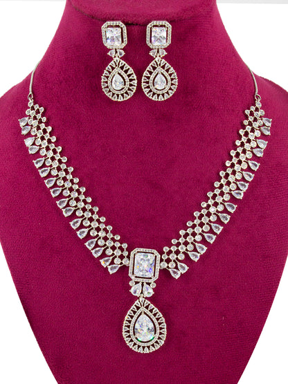 Rhodium Plated AD Designer Jewellery Set