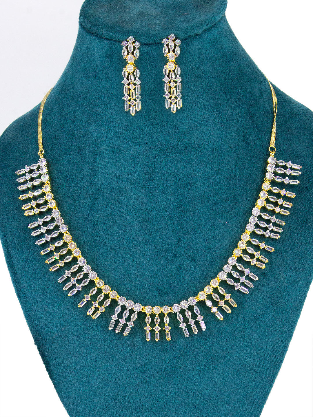 Gold Plated AD Cocktail Jewellery Set For Women