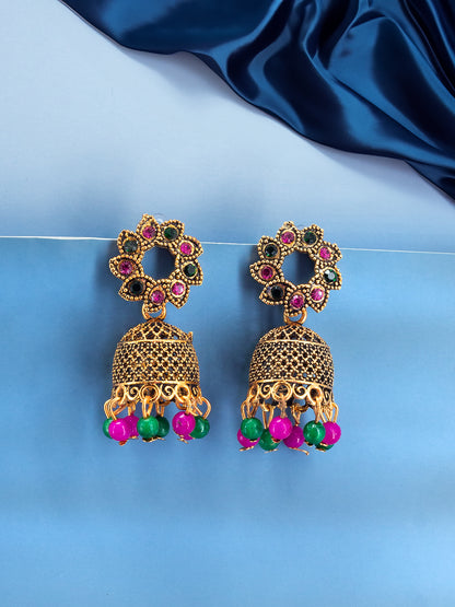 Pack of Eight Multicolour Jhumki & Drop Earrings