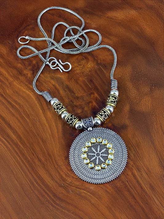 Oxidized Floral Chain Necklace