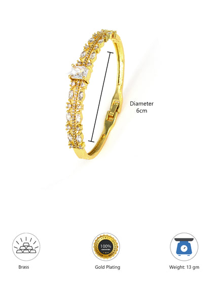 American Diamond Gold Plated Petal Design green Bracelet for Women and Girls
