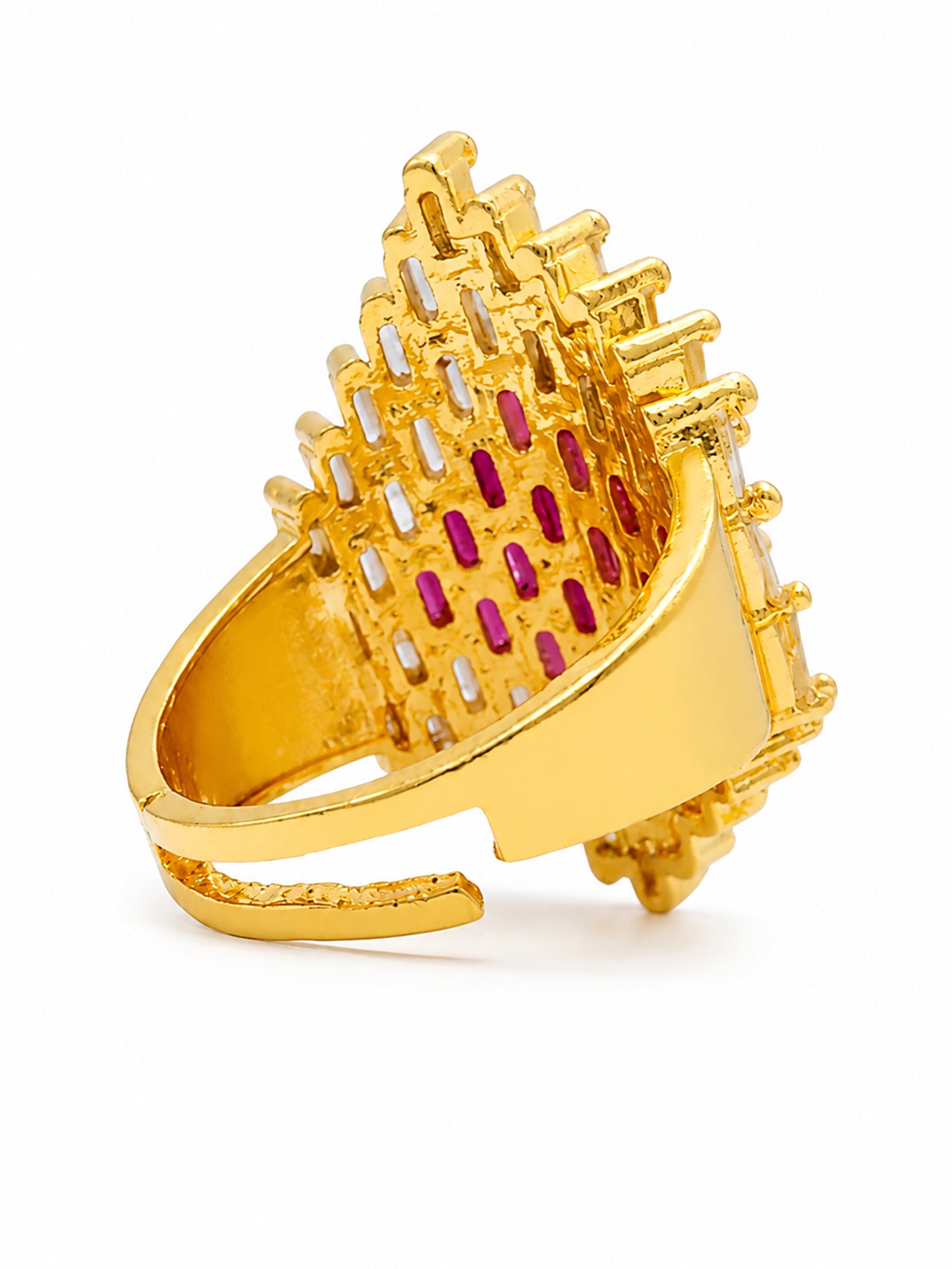 Gold Plated Pink AD Finger Rings for Women