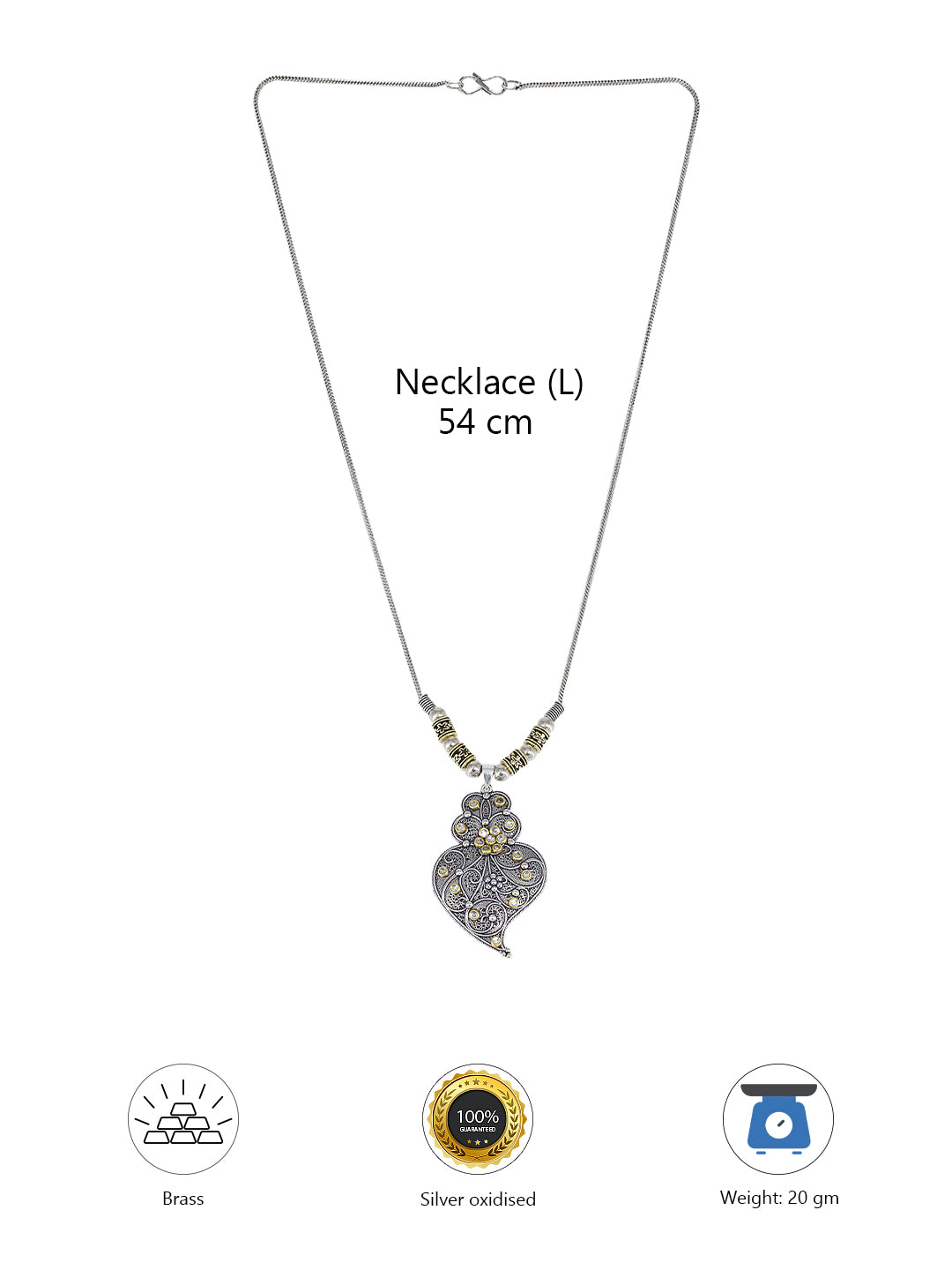 Oxidized Heart Chain Necklace