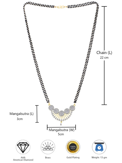 American Diamond Non-Tarnish Black Beaded Mangalsutra