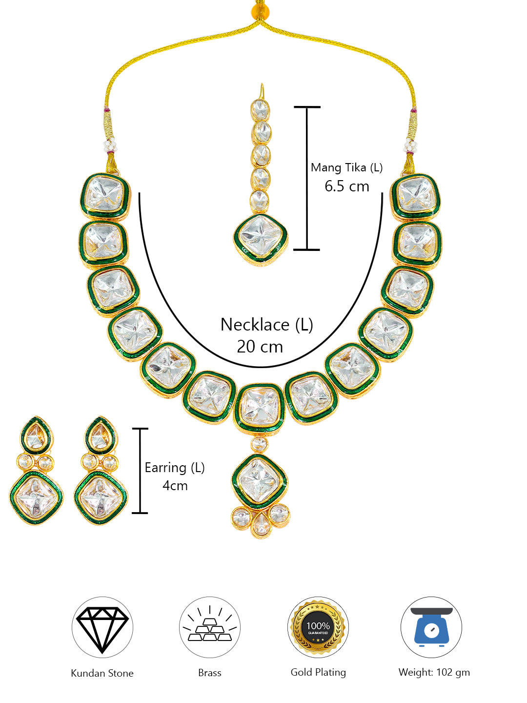 Green Kundan-Studded Jewellery Set