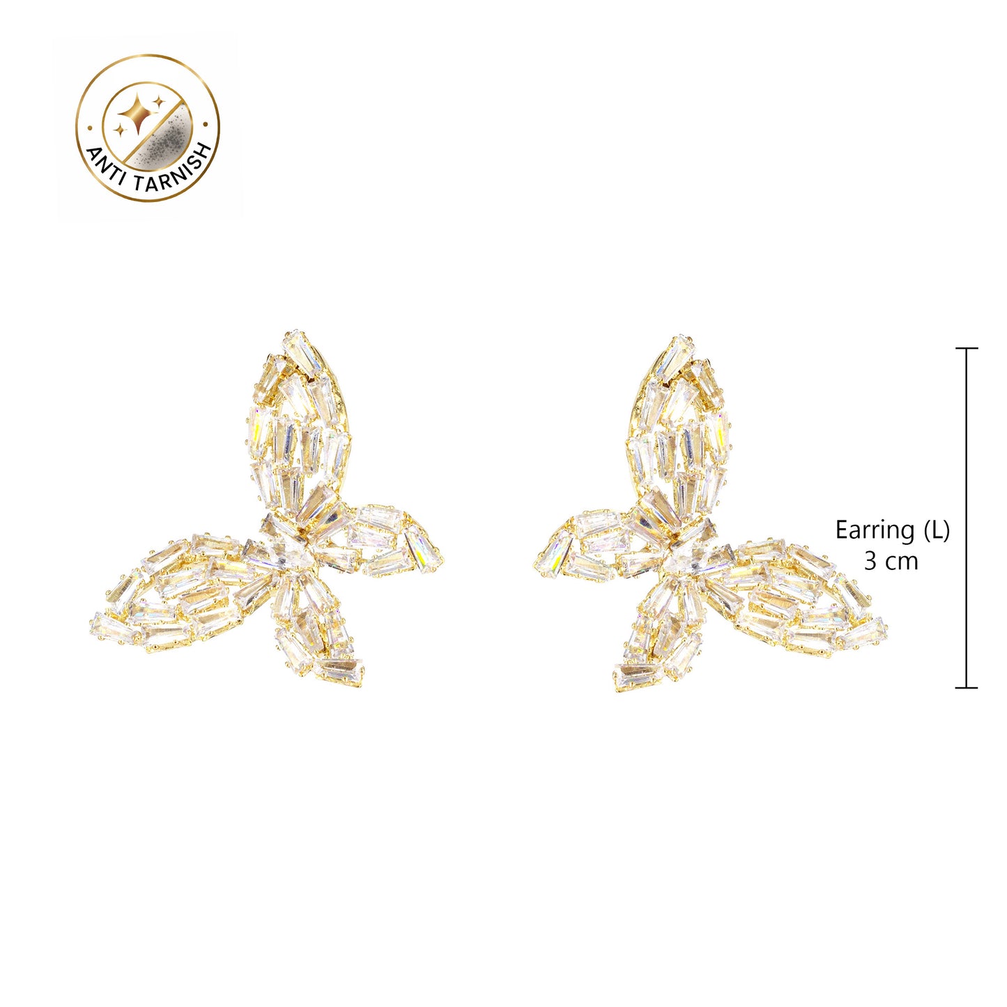 Gold Plated Cubic Zirconia Butterfly Earrings for Women