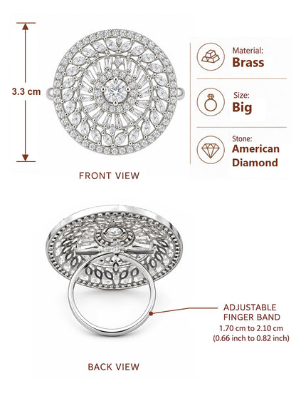 Silver Plated AD Finger Ring for Women