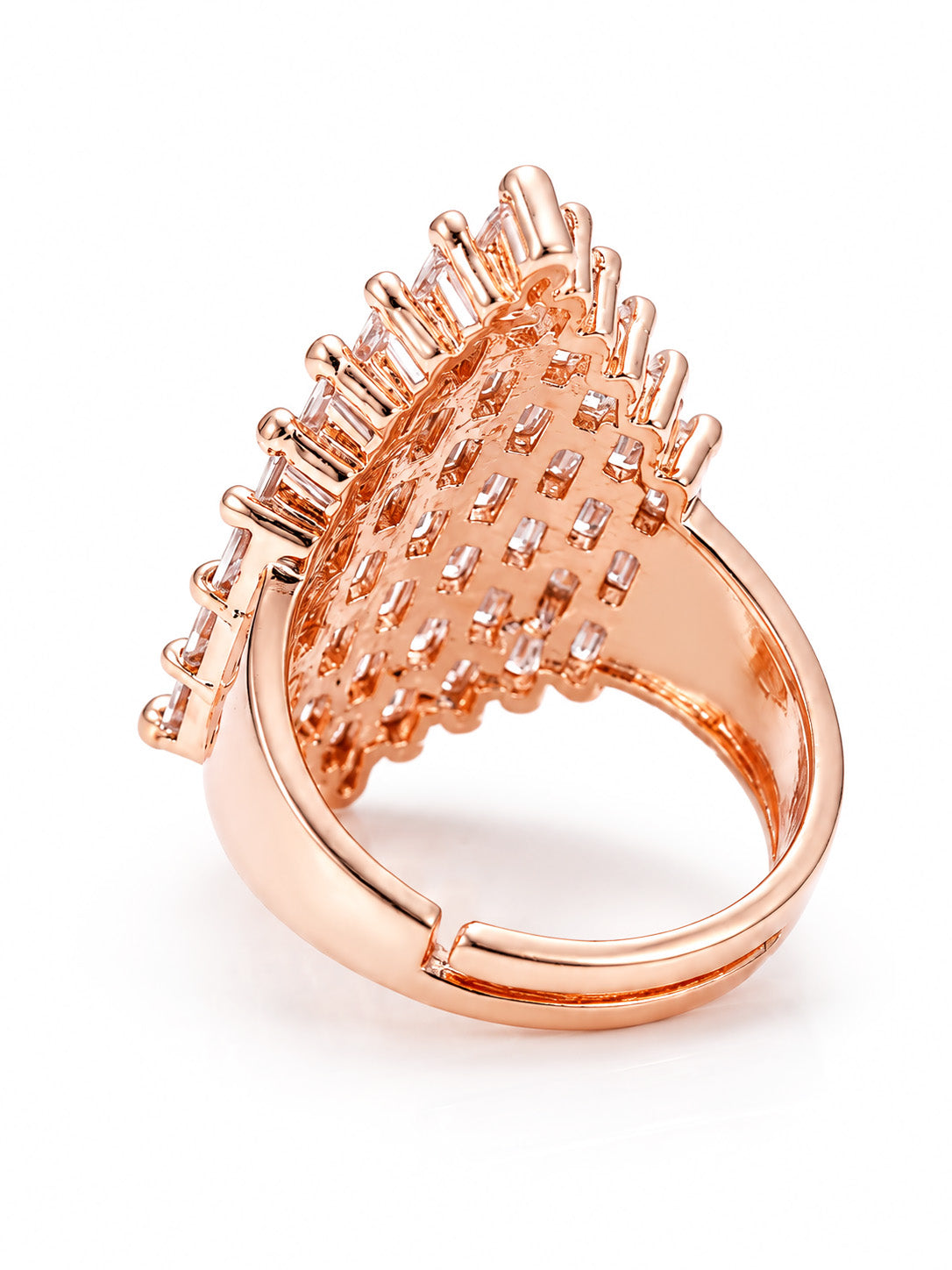 Rose Gold Plated AD Finger Ring for Women