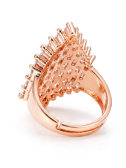 Rose Gold Plated AD Finger Ring for Women