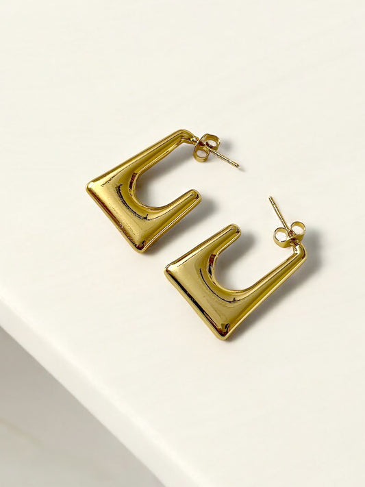 Stainless Steel Anti Tarnish U Cut Half Hoop Earrings