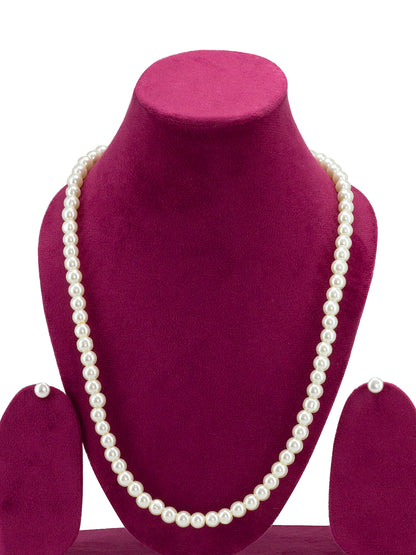 Pearl Beaded Moti Mala Necklace With Earrings
