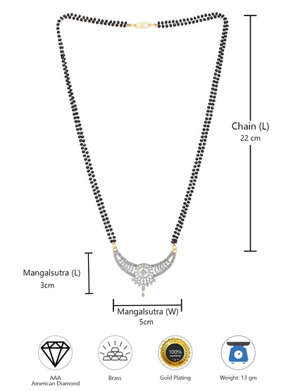 American Diamond & Black Beaded Mangalsutra