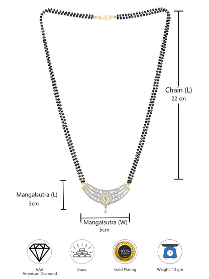 American Diamond & Black Beaded Mangalsutra