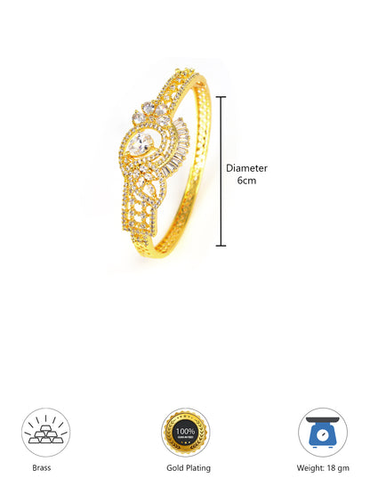 American Diamond Gold Plated Square Design Bracelet for Women and Girls