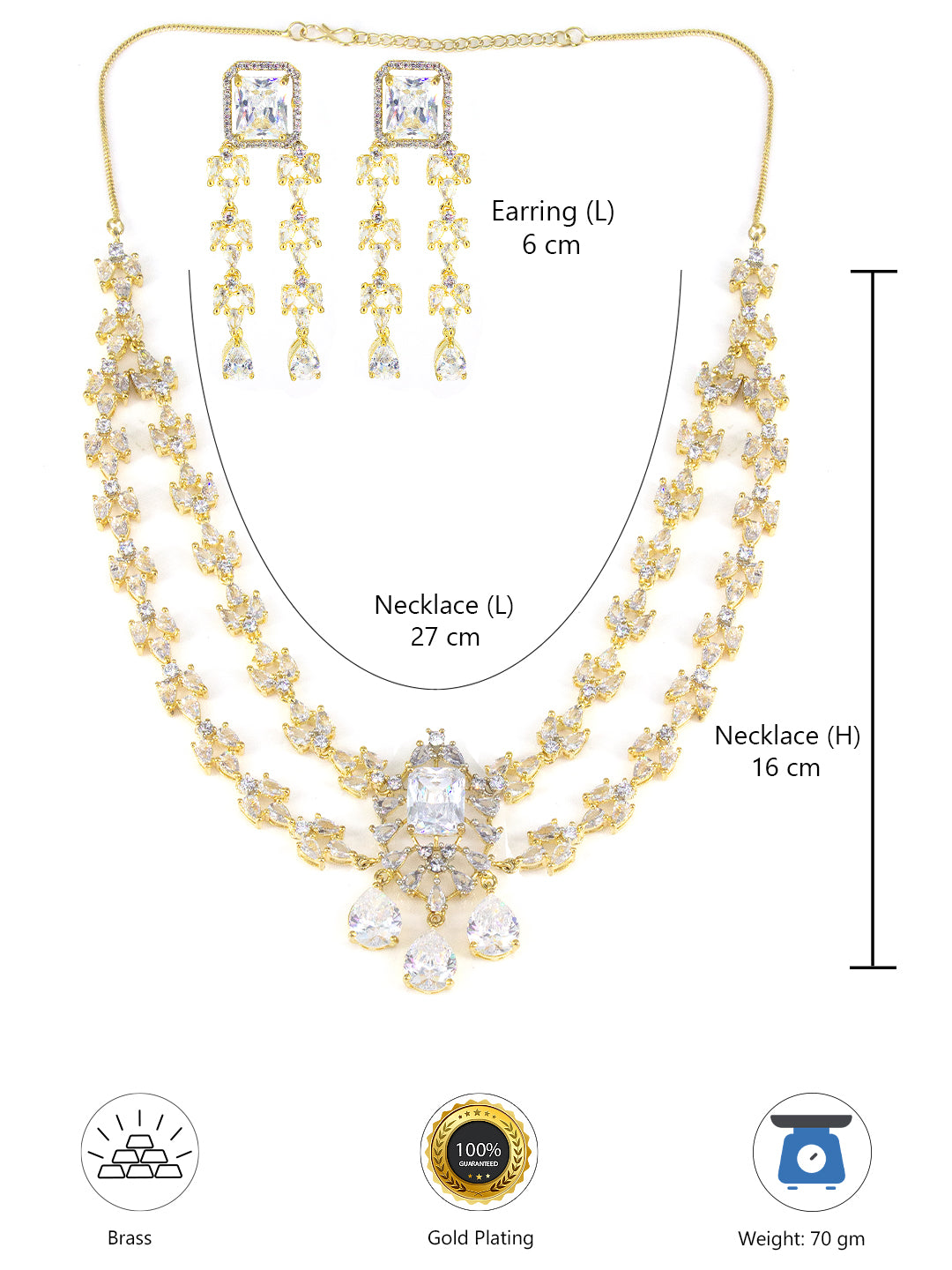 Gold Plated 2 Layer Designer AD Jewellery Set