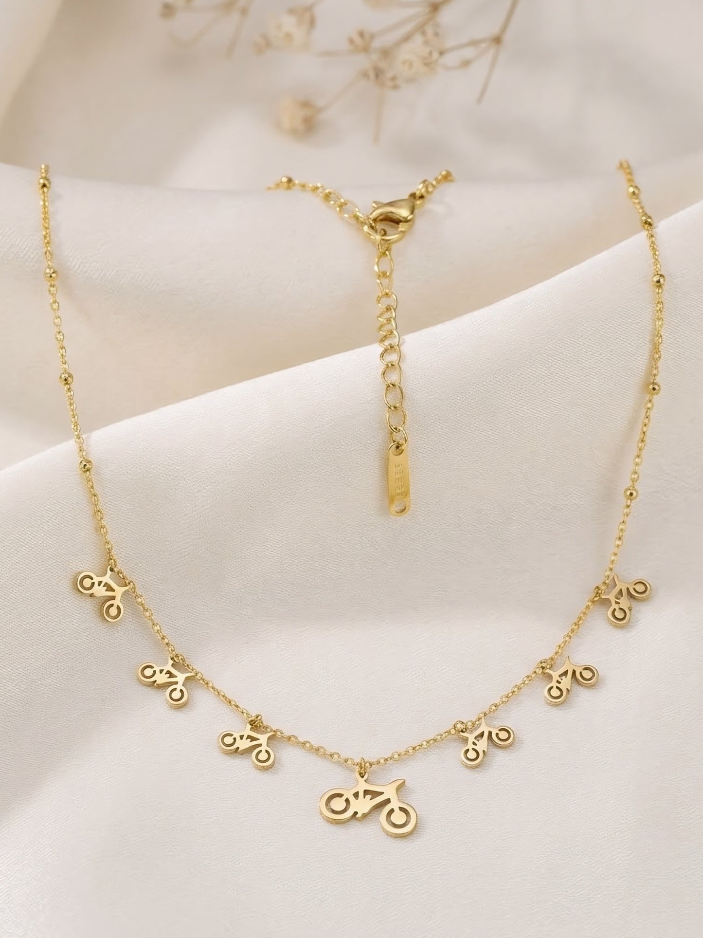 Gold Plated Cycle Charm Chain Necklace for Women