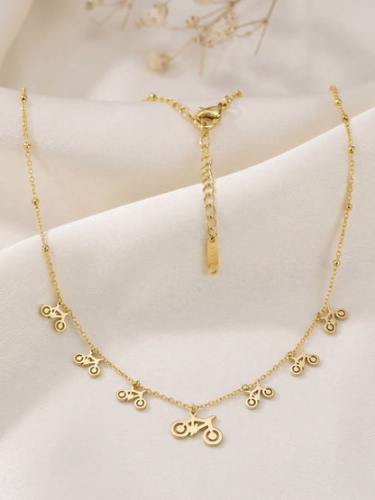 Gold Plated Cycle Charm Chain Necklace for Women