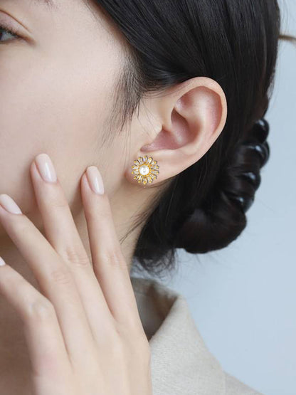 Gold Plated AD Minimal Stud Earrings for Women