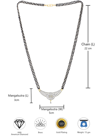 American Diamond & Black Beaded Mangalsutra