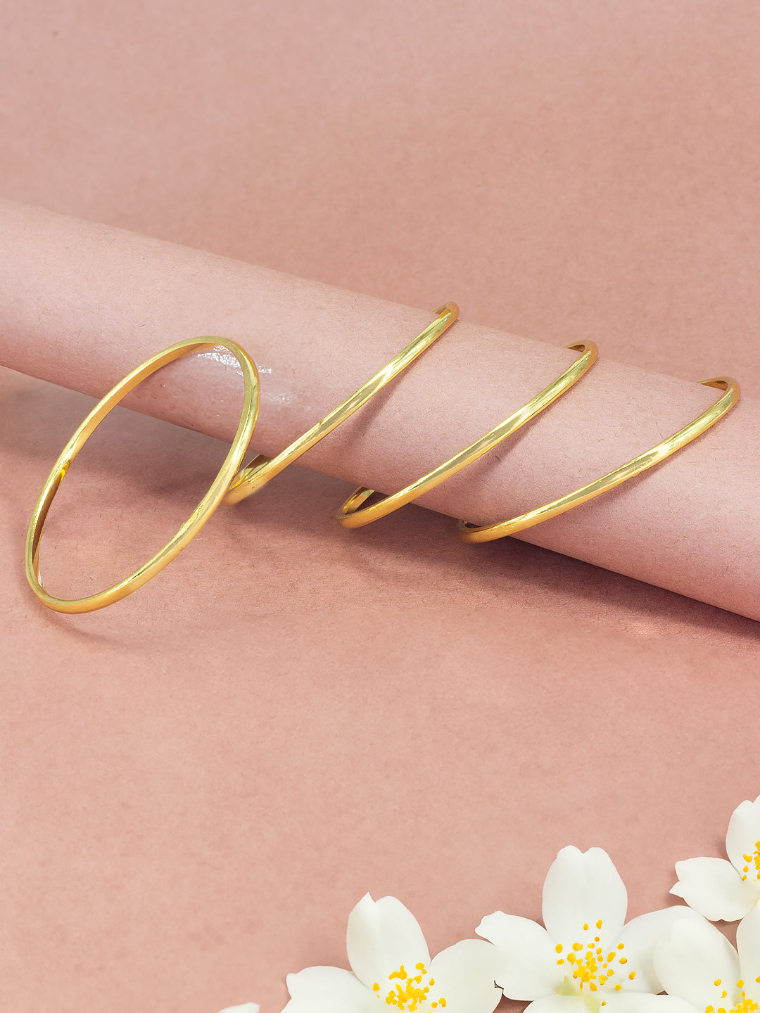 Set of 4 Brass Minimal Anti-Tarnish Bangles
