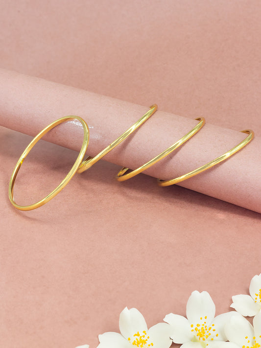 Set of 4 Brass Minimal Anti-Tarnish Bangles