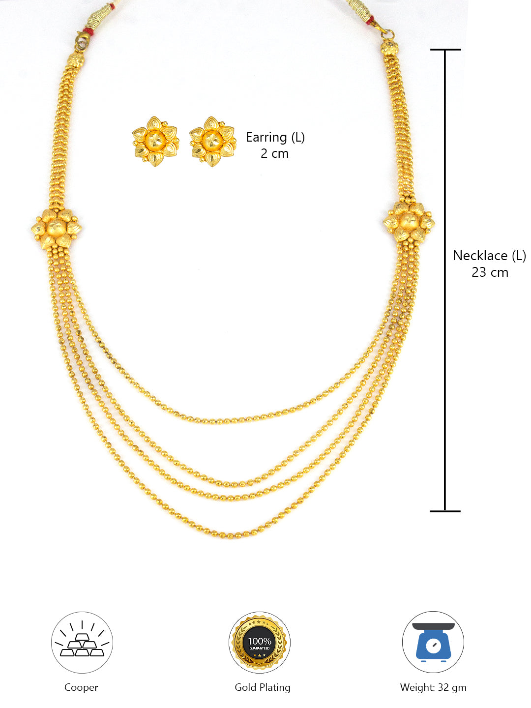 Minimal Gold-Plated Layered String Jewellery Set