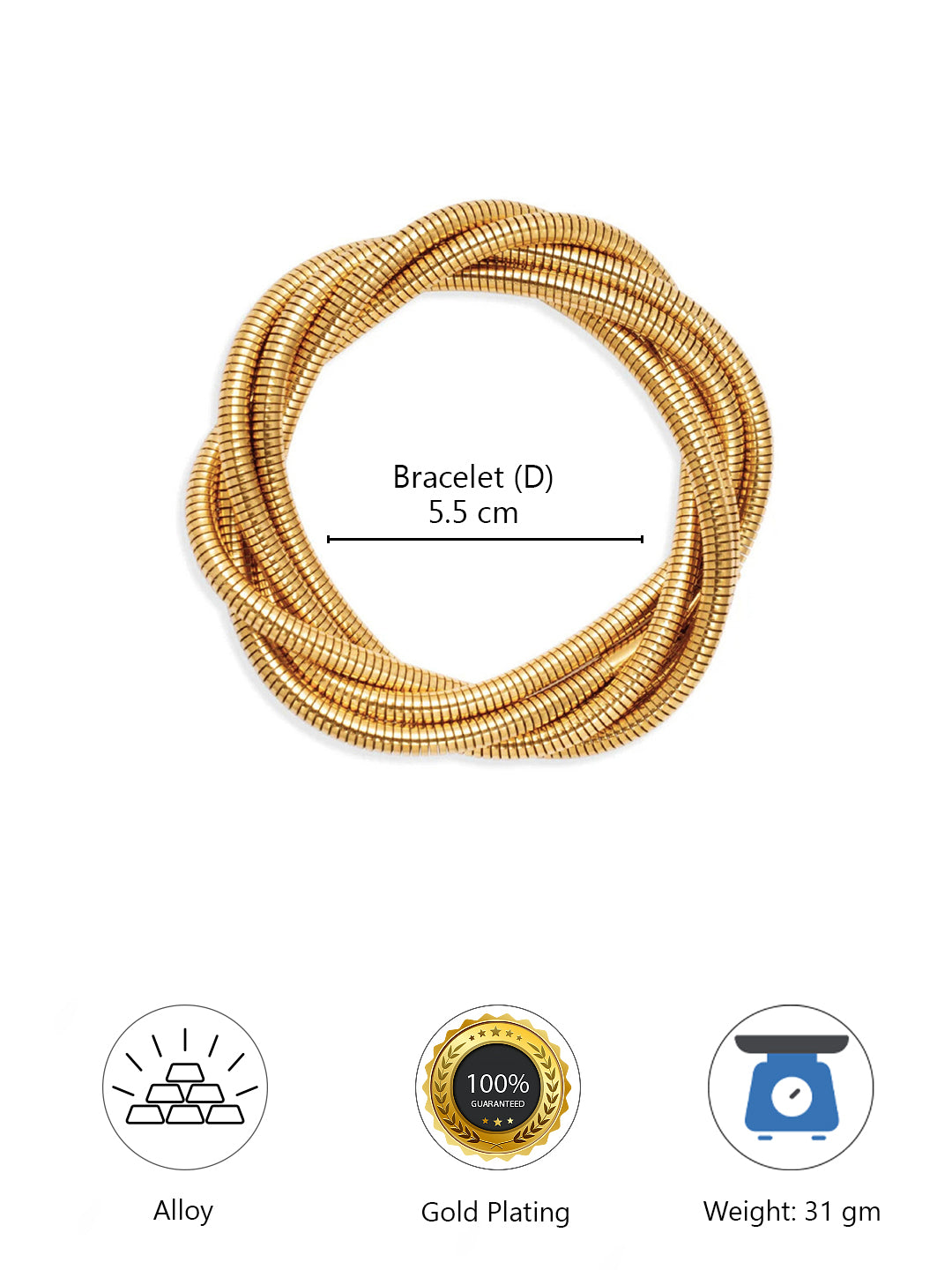 5 Layered Spiral Bracelet