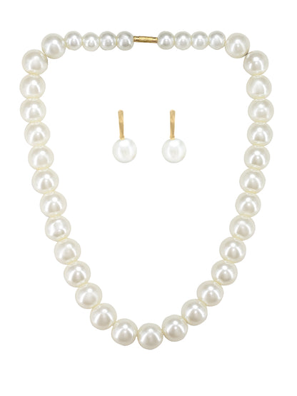 Pearl Beaded Moti Mala Trendy Necklace With Earrings