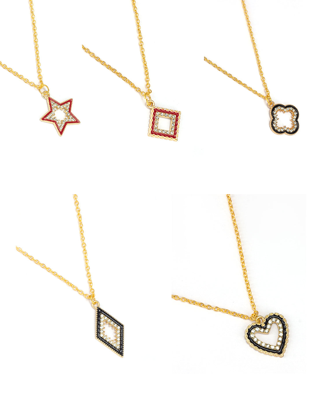 Pack of 5 Black & Red Pendent & Earrings Set Gift For Girls