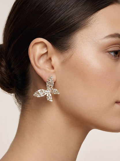 Gold Plated Cubic Zirconia Butterfly Earrings for Women