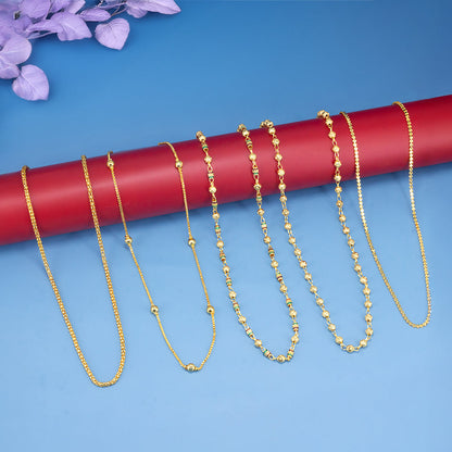 Set of Five Gold Plated Beaded Trendy Matar Mala Necklace