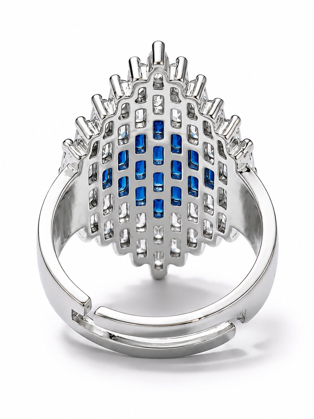 Silver Plated Blue AD Finger Ring for Women