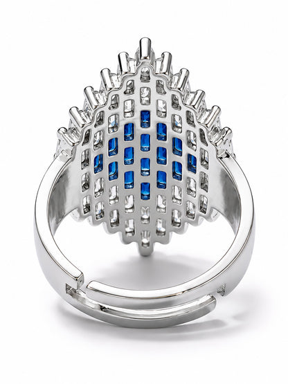 Silver Plated Blue AD Finger Ring for Women