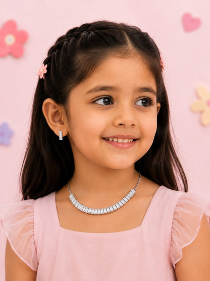 Silver Plated AD Jewellery Set for Girls