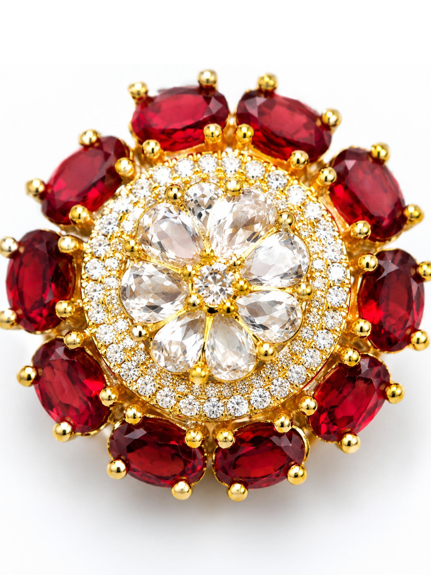 Gold Plated Red AD Finger Ring for Women