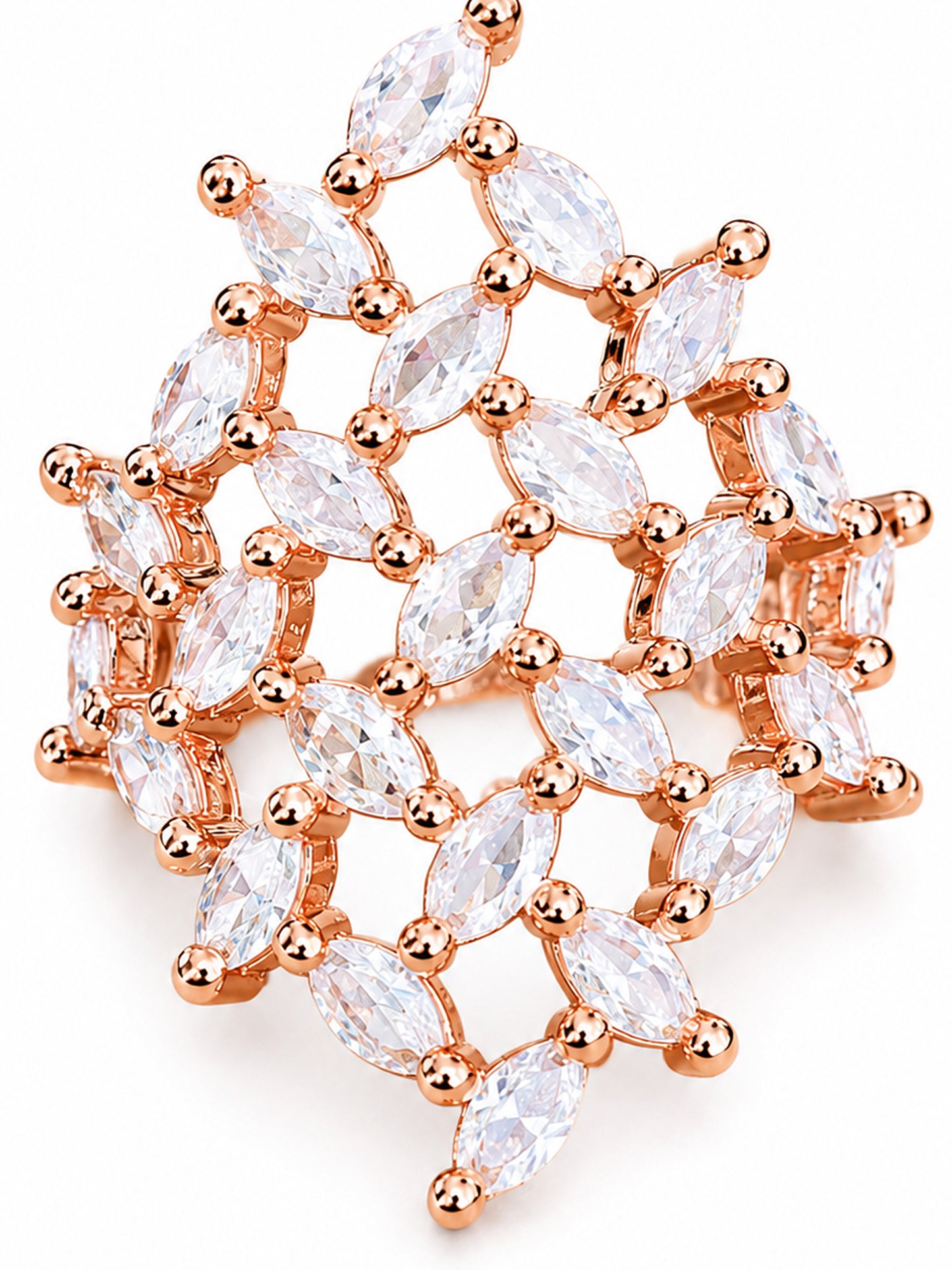 Rose Gold Plated AD Adjustable Finger Ring for Women