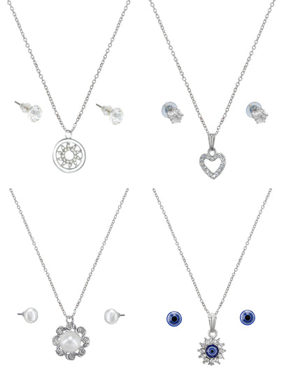 Pack of 4 Pendants & Earrings Set Gift
