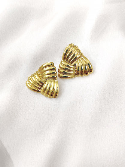 Stainless Steel Anti Tarnish Triangular Knot Stud Earrings
